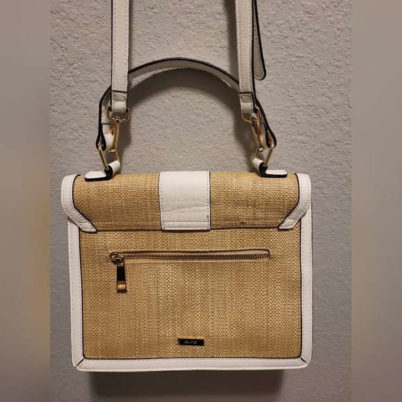 ALDO Straw Satchel with White Trim - Women’s Crossbody - Picture 7 of 14